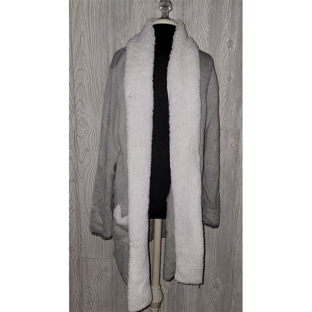 NWT Sleep Sense XL Lounge Cardigan Faux Fur Collar 95259